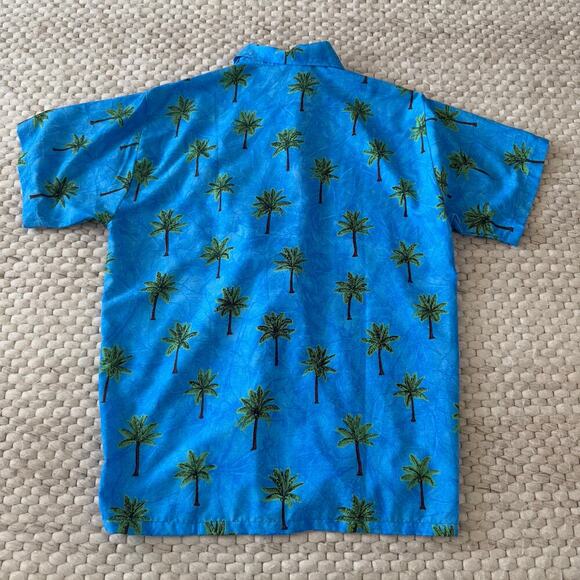 RIMA | VTG 90s Hawaiian Print Silk Blue Button Down Shirt Summer Men's Size M - Picture 2 of 8